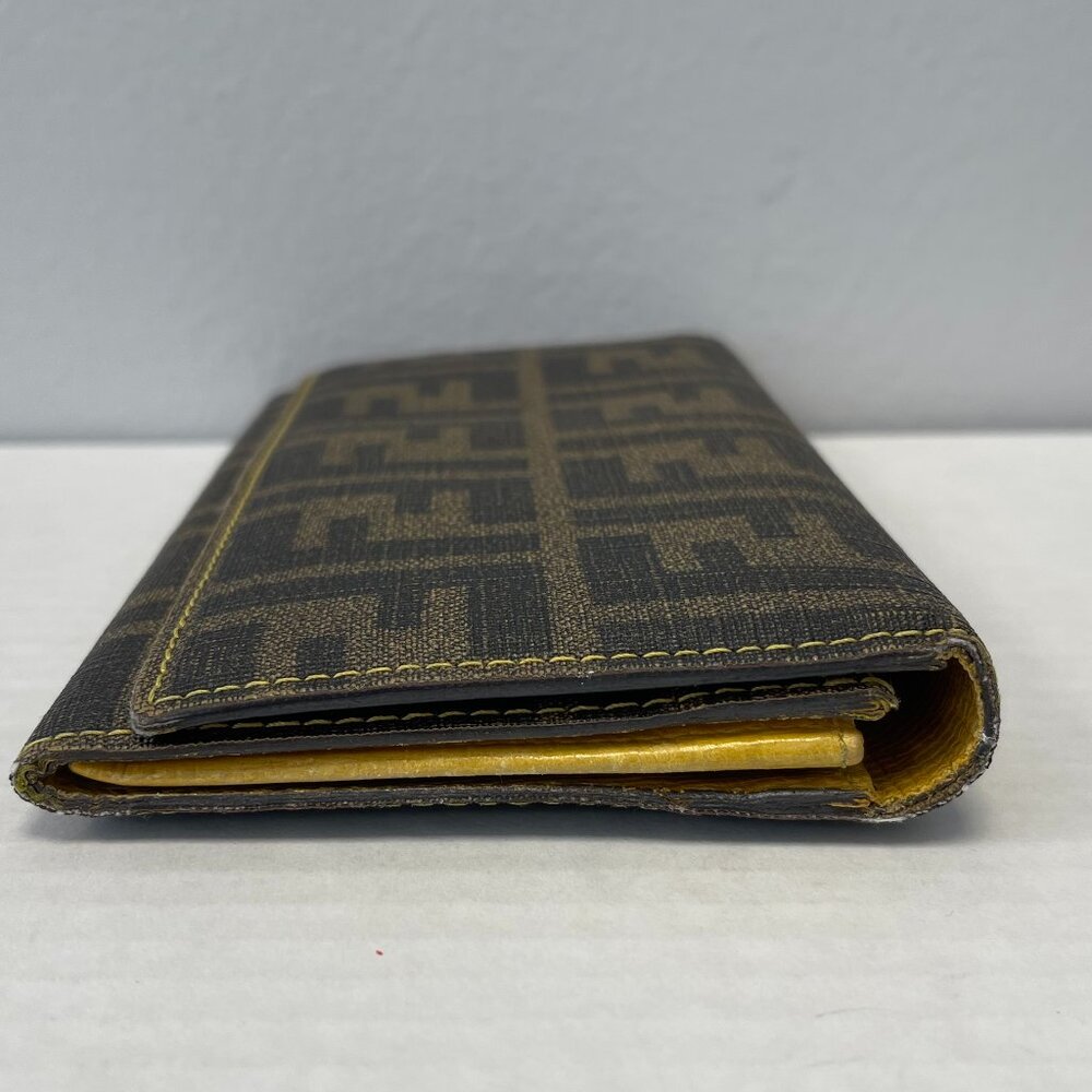 Fendi Tobacco/Yellow Zucca Coated Canvas & Leather Long Wallet - Preowned - Picture 7 of 15